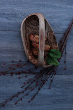 Basket of fruit, olive wood